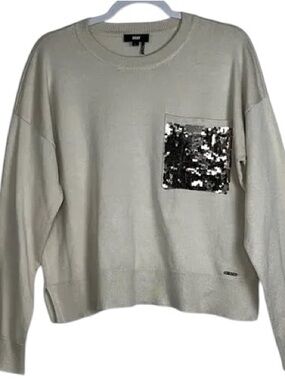 DKNY Sequined Pocket Sweater Size Large